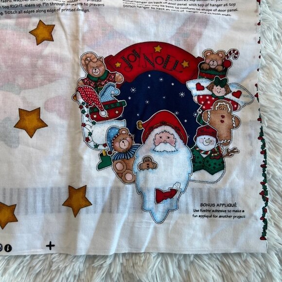 Daisy Kingdom Joy Noel Wreath Fabric Panel with Pattern Santa Christmas Holiday - Picture 6 of 7